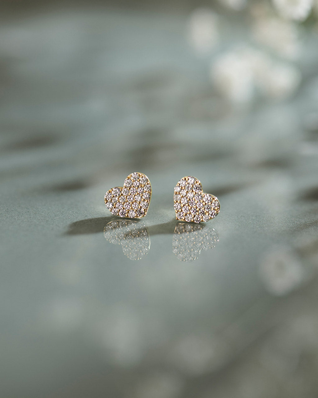 Heart Pave Diamond Earrings, 14K Gold Vermeil, 1/3 ct Lab Grown Diamond-6