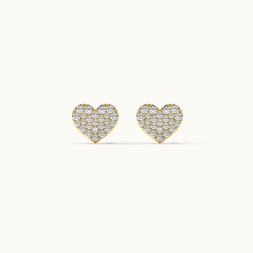 Heart Pave Diamond Earrings, 14K Gold Vermeil, 1/3 ct Lab Grown Diamond-8