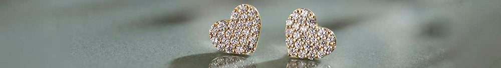 Heart Pave Diamond Earrings, 14K Solid Gold, 1/3 ct Lab Grown Diamond-1