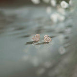 Heart Pave Diamond Earrings, 14K Solid Gold, 1/3 ct Lab Grown Diamond-1