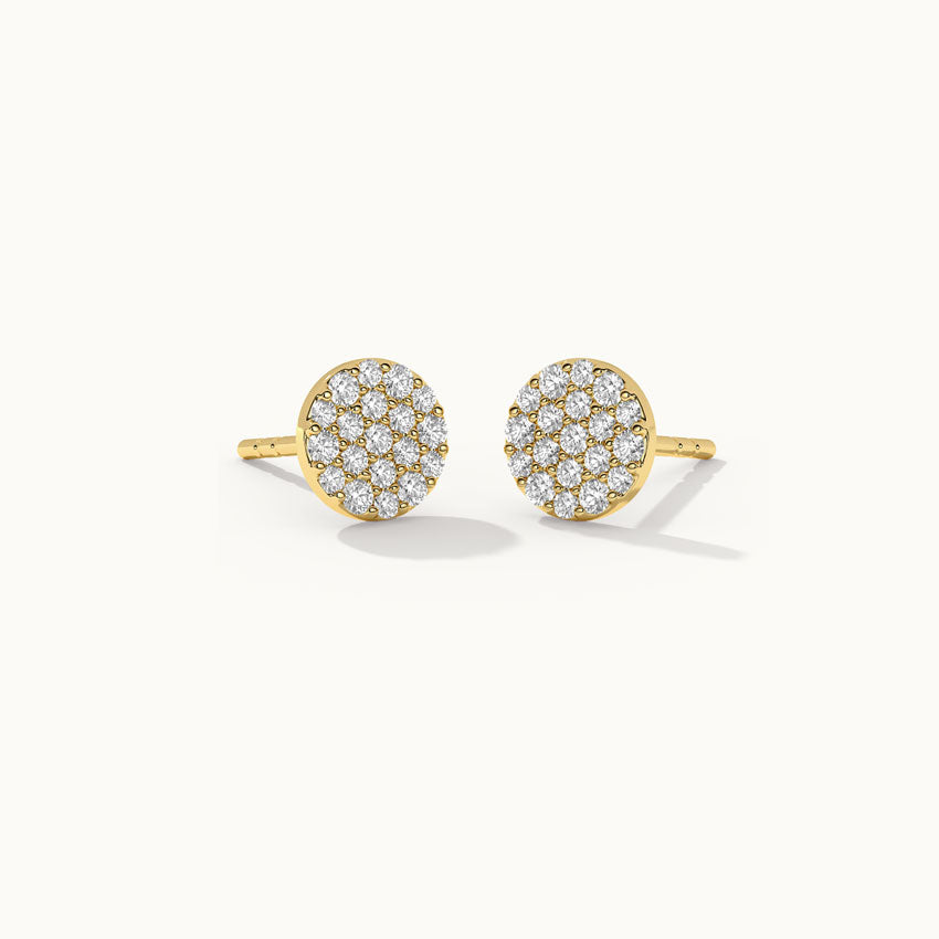 Round Pave Diamond Earrings, 14K Gold Vermeil, 1/2 ct Lab Grown Diamond-3