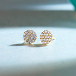 Round Pave Diamond Earrings, 14K Gold Vermeil, 1/2 ct Lab Grown Diamond-6
