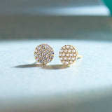 Round Pave Diamond Earrings, 14K Gold Vermeil, 1/2 ct Lab Grown Diamond-6