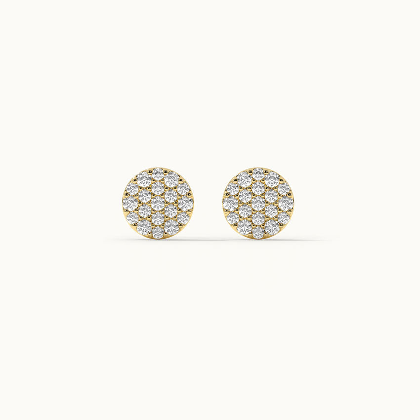 Round Pave Diamond Earrings, 14K Gold Vermeil, 1/2 ct Lab Grown Diamond-8
