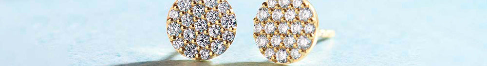 Round Pave Diamond Earrings, 14K Gold Vermeil, 1/2 ct Lab Grown Diamond-1