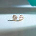 Round Pave Diamond Earrings, 14K Gold Vermeil, 1/2 ct Lab Grown Diamond-1