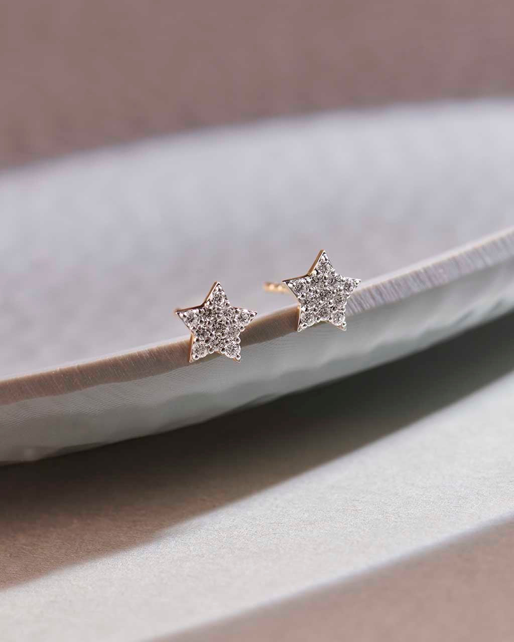 Star Pave Diamond Earrings