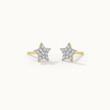 Star Pave Diamond Earrings, 14K Solid Gold, 1/4 ct Lab Grown Diamond-3