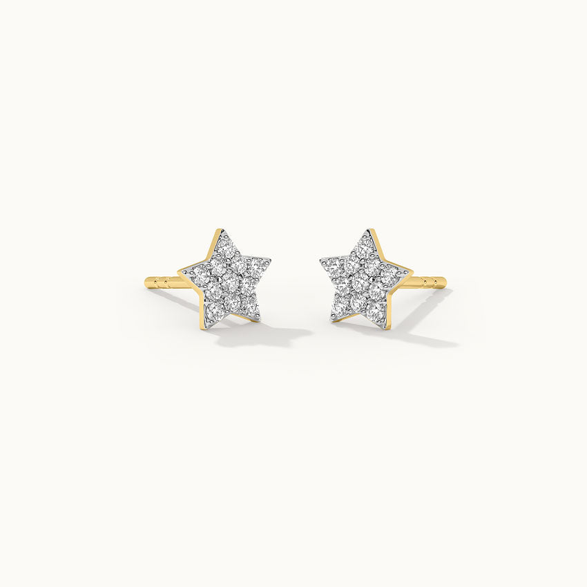 Star Pave Diamond Earrings, 14K Solid Gold, 1/4 ct Lab Grown Diamond-3