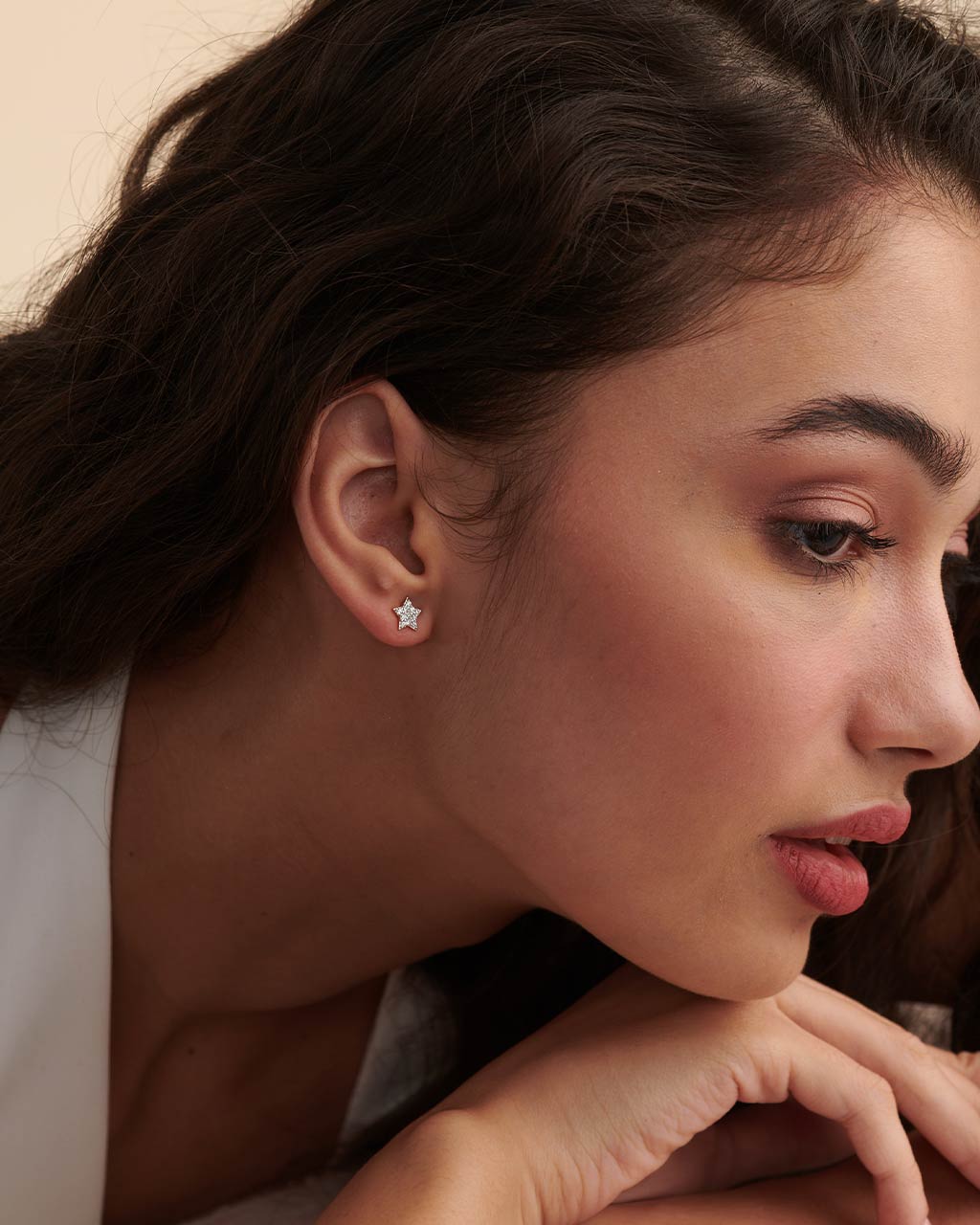 Star Pave Diamond Earrings, 14K Solid Gold, 1/4 ct Lab Grown Diamond-4