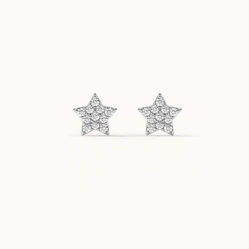 Star Pave Diamond Earrings, 14K Solid Gold, 1/4 ct Lab Grown Diamond-7