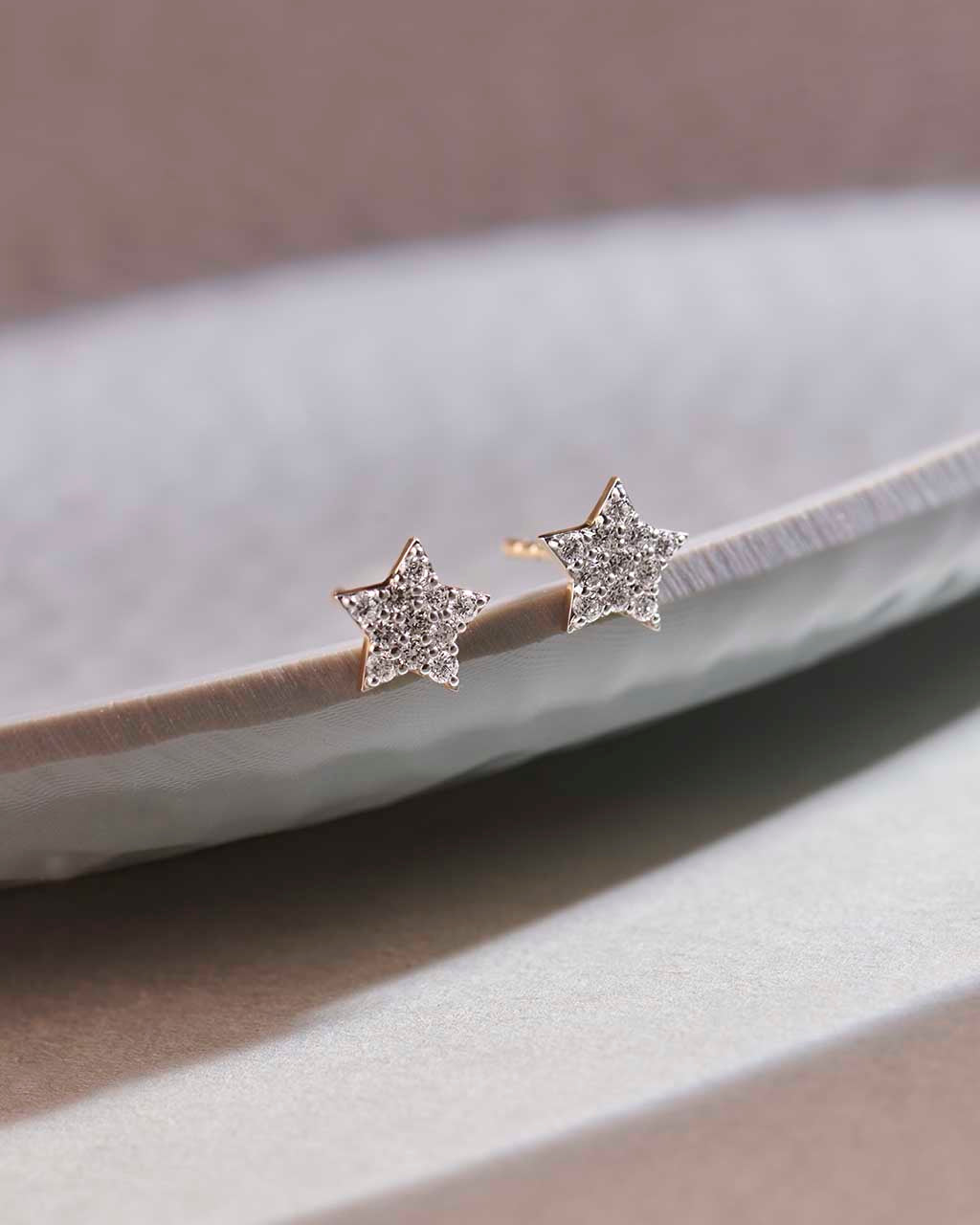 Star Pave Diamond Earrings, 14K Solid Gold, 1/4 ct Lab Grown Diamond-5