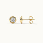 Round Bezel Diamond Earrings, 14K Gold Vermeil, 1/5 ct Lab Grown Diamond-6