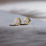 Round Bezel Diamond Earrings, 14K Gold Vermeil, 1/5 ct Lab Grown Diamond-5