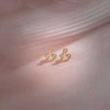 Shamrock Diamond Earrings, 14K Gold Vermeil, 1/6 ct Lab Grown Diamond-1
