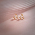 Shamrock Diamond Earrings, 14K Solid Gold, 1/6 ct Lab Grown Diamond-6