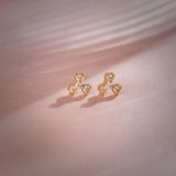Shamrock Diamond Earrings, 14K Solid Gold, 1/6 ct Lab Grown Diamond-6