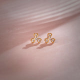 Shamrock Diamond Earrings, 14K Gold Vermeil, 1/6 ct Lab Grown Diamond-6