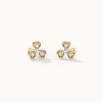 Shamrock Diamond Earrings, 14K Solid Gold, 1/6 ct Lab Grown Diamond-2