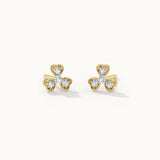 Shamrock Diamond Earrings, 14K Solid Gold, 1/6 ct Lab Grown Diamond-2