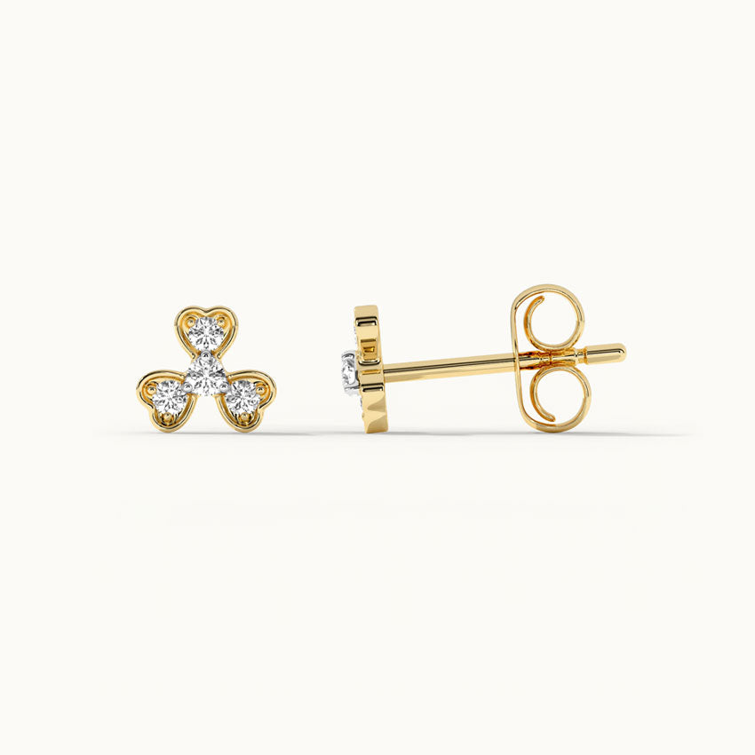 Shamrock Diamond Earrings, 14K Gold Vermeil, 1/6 ct Lab Grown Diamond-4