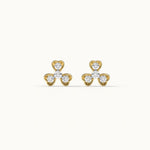 Shamrock Diamond Earrings, 14K Solid Gold, 1/6 ct Lab Grown Diamond-8