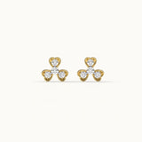 Shamrock Diamond Earrings, 14K Solid Gold, 1/6 ct Lab Grown Diamond-8