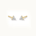 Triad Small Diamond Earrings, 14K Solid Gold, 1/8 ct Lab Grown Diamond-6