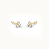 Triad Small Diamond Earrings, 14K Solid Gold, 1/8 ct Lab Grown Diamond-6
