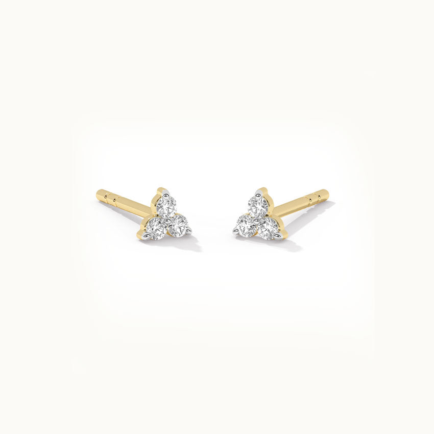 Triad Small Diamond Earrings, 14K Solid Gold, 1/8 ct Lab Grown Diamond-6