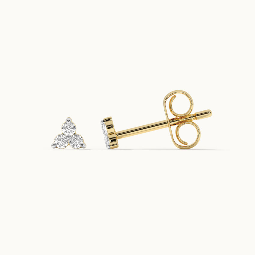 Triad Small Diamond Earrings, 14K Gold Vermeil, 1/8 ct Lab Grown Diamond-1