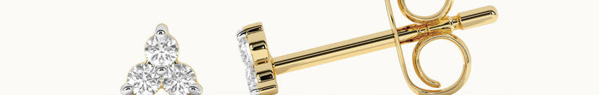 Triad Small Diamond Earrings, 14K Gold Vermeil, 1/8 ct Lab Grown Diamond-1
