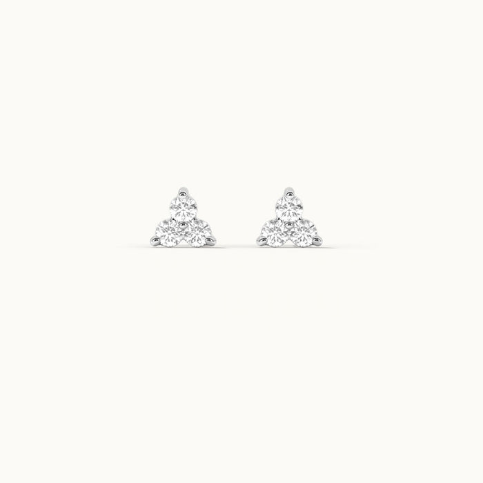 Triad Small Diamond Earrings, 14K Gold Vermeil, 1/8 ct Lab Grown Diamond-2