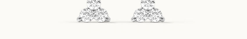 Triad Small Diamond Earrings, 14K Solid Gold, 1/8 ct Lab Grown Diamond-2