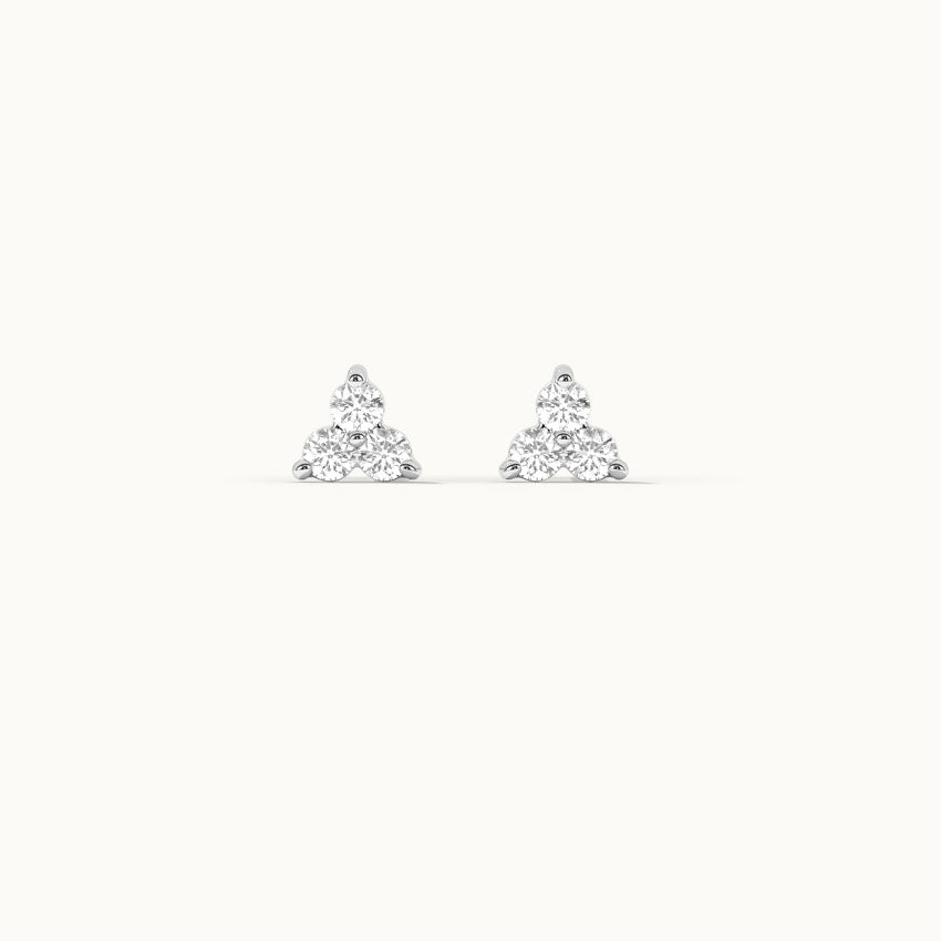 Triad Small Diamond Earrings, 14K Gold Vermeil, 1/8 ct Lab Grown Diamond-2