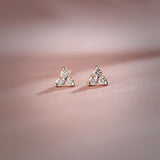 Triad Small Diamond Earrings, 14K Solid Gold, 1/8 ct Lab Grown Diamond-5