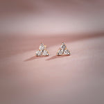 Triad Small Diamond Earrings, 14K Gold Vermeil, 1/8 ct Lab Grown Diamond-5