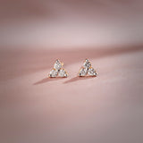Triad Small Diamond Earrings, 14K Gold Vermeil, 1/8 ct Lab Grown Diamond-5