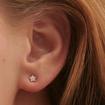 Star Diamond Earrings, 14K Solid Gold, 1/10 ct Lab Grown Diamond-2