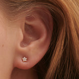 Star Diamond Earrings, 14K Solid Gold, 1/10 ct Lab Grown Diamond-2