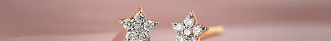 Star Diamond Earrings, 14K Solid Gold, 1/10 ct Lab Grown Diamond-1