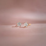 Star Diamond Earrings, 14K Solid Gold, 1/10 ct Lab Grown Diamond-1