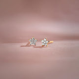 Star Diamond Earrings, 14K Solid Gold, 1/10 ct Lab Grown Diamond-1