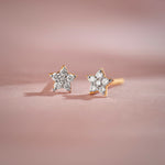 Star Diamond Earrings, 14K Solid Gold, 1/10 ct Lab Grown Diamond-4