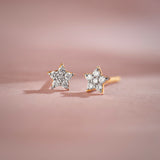 Star Diamond Earrings, 14K Solid Gold, 1/10 ct Lab Grown Diamond-4