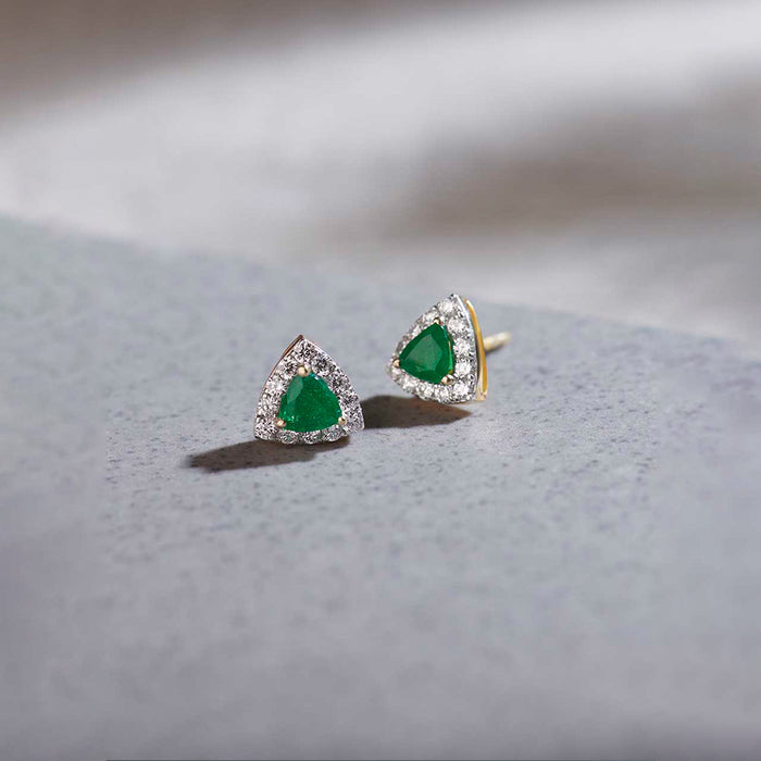 Trillion Small Diamond Earrings, 14K Gold Vermeil, 1/3 ct Lab Grown Diamond-1