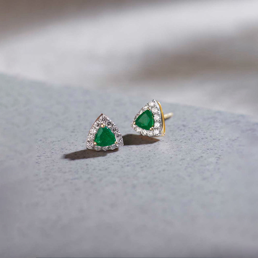 Trillion Small Diamond Earrings, 14K Solid Gold, 1/3 ct Lab Grown Diamond-1