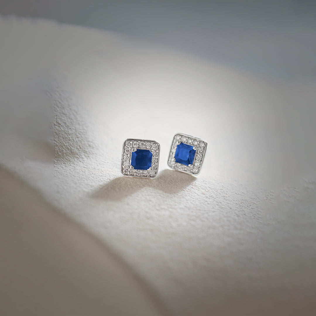 Geometric Diamond Earrings, Sterling Silver, 1/6 ct Lab Grown Diamond-1