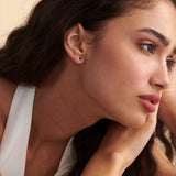 Geometric Diamond Earrings, 14K Solid Gold, 1/6 ct Lab Grown Diamond-3