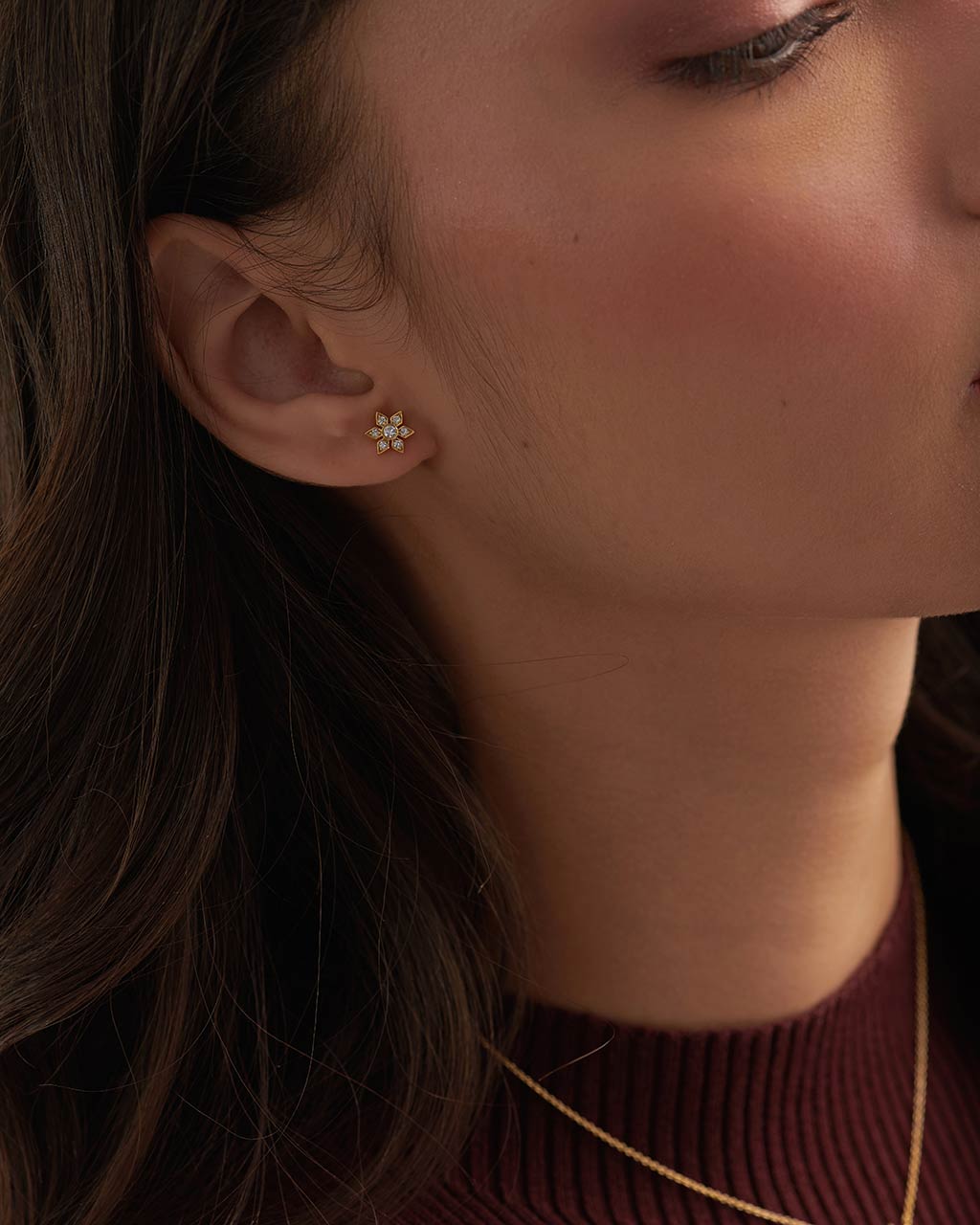 Narcissus Small Diamond Earrings, 14K Gold Vermeil, 1/5 ct Lab Grown Diamond-2